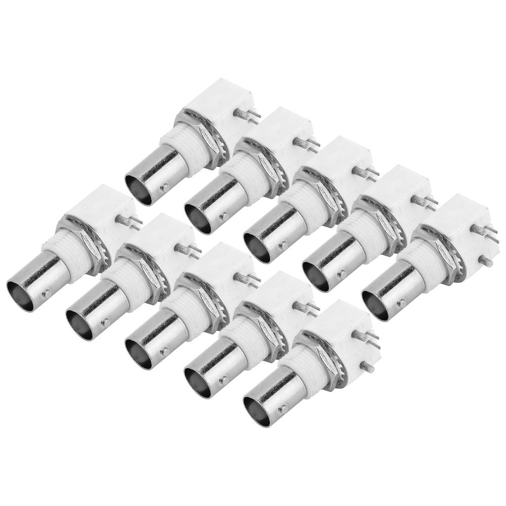 10 Pcs PCB Mount BNC Connector Solder 90 Degree BNC Female White Plastic Precision BNCQ9 Adapter Ele