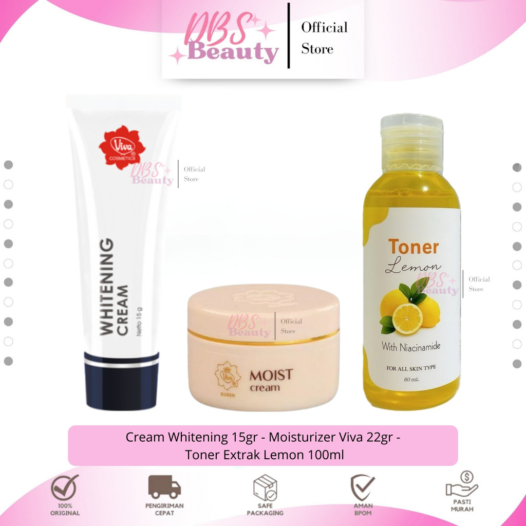 DBS [ Isi 3 ] Paketan Viva Glowing Cream Flek Hitam Sunscreen Whitening Toner Mencerahkan Wajah Orig