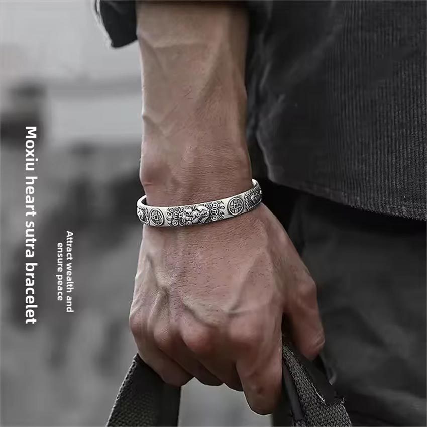 Gelang Titanium Pria Wanita Pixiu Keberuntungan Retro Anti Karat