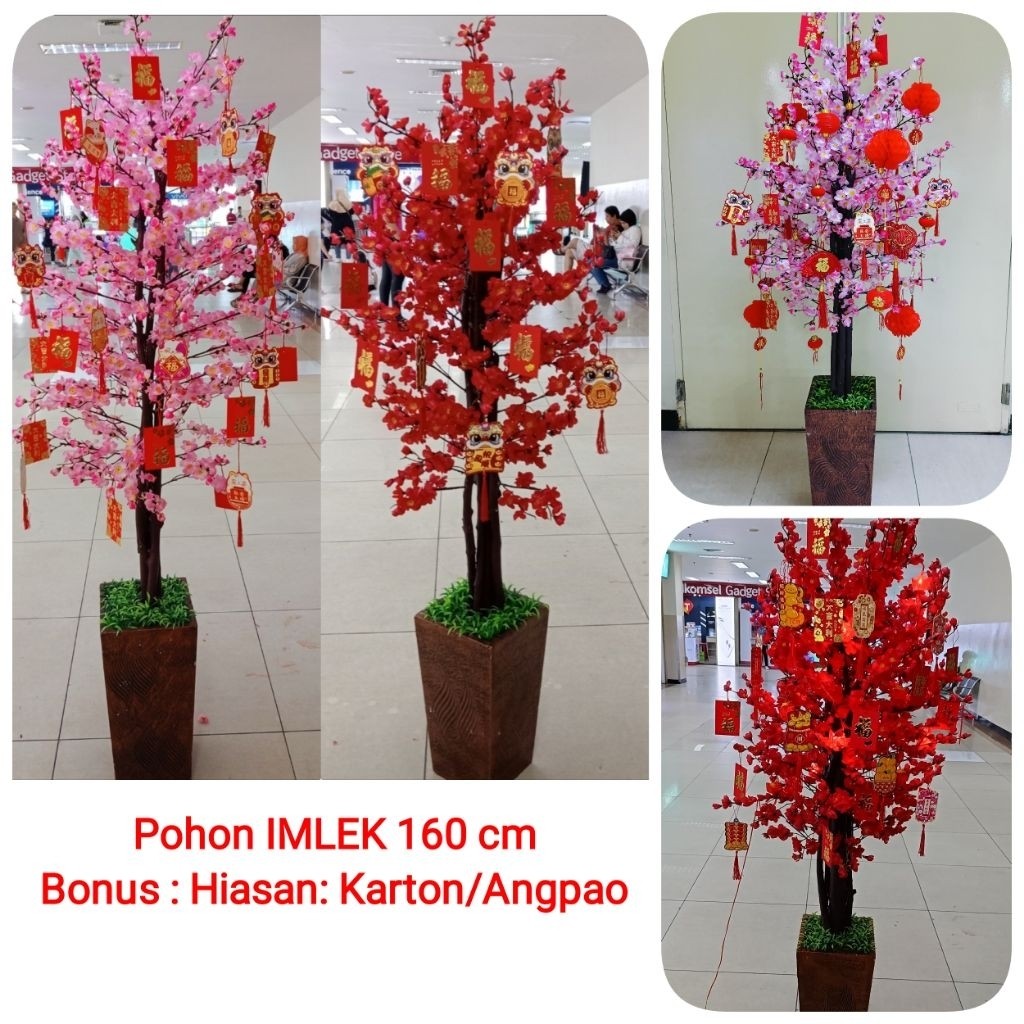 Pohon imlek meihua angpao mehwa besar 160 cm  hiasan imlek angpao gantung lampion dekorasi dekor gan