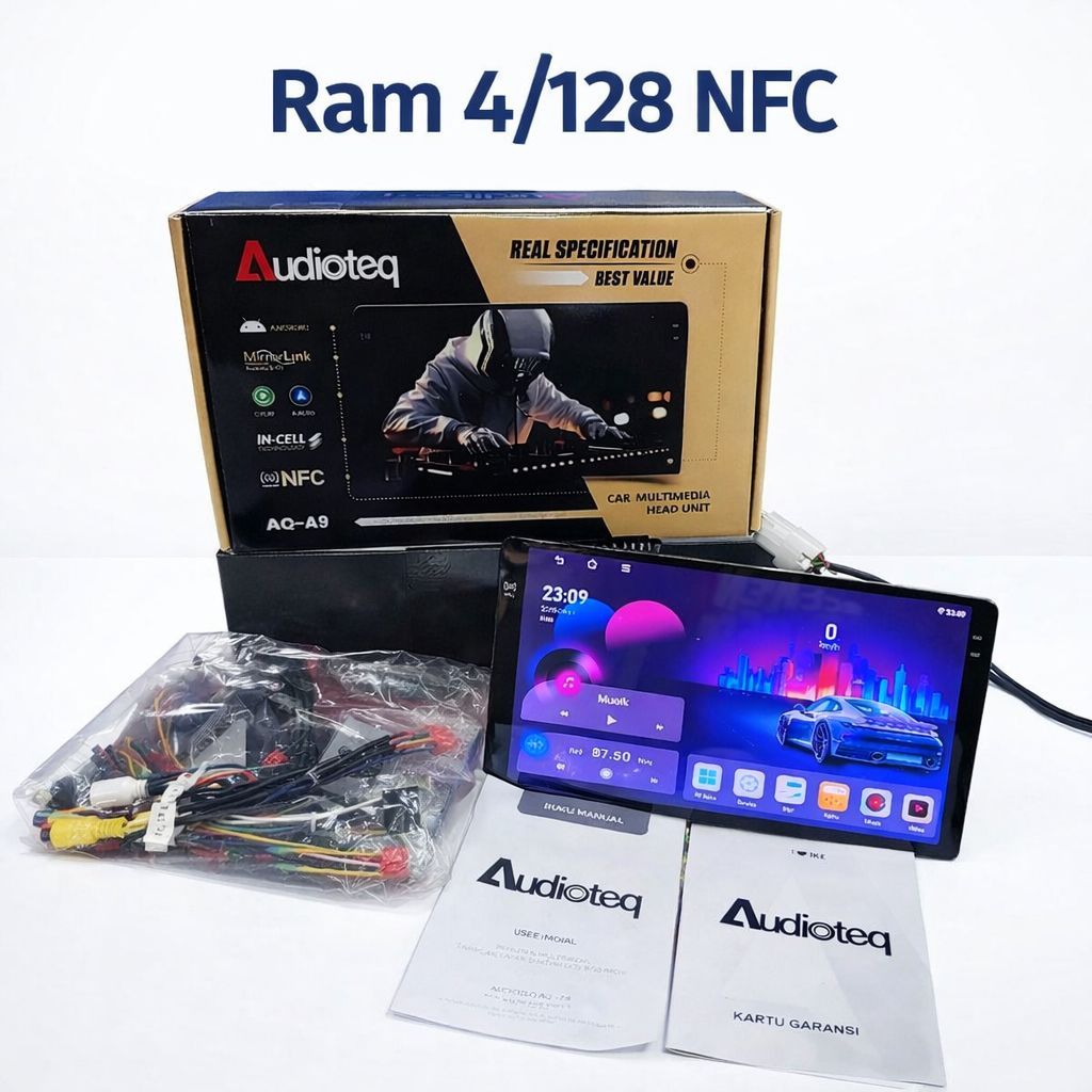 Head Unit Android Audioteq AQ-A9 9 Inch Android – RAM 4GB ROM 128GB | IPS Touchscreen | MirrorLink A