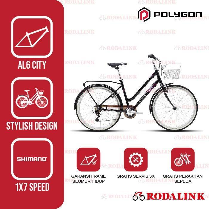 Polygon Sepeda Anak Wanita Lovina 26" | Sepeda Anak Keranjang CTB - Hitam