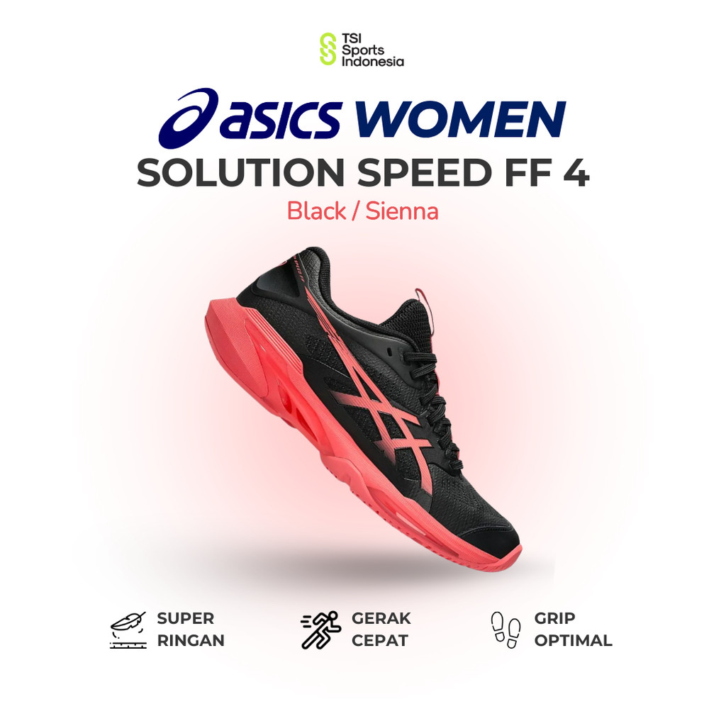 Sepatu Tenis Wanita Asics SOLUTION SPEED FF 4 WOMEN / Black Sienna / Tennis Shoes