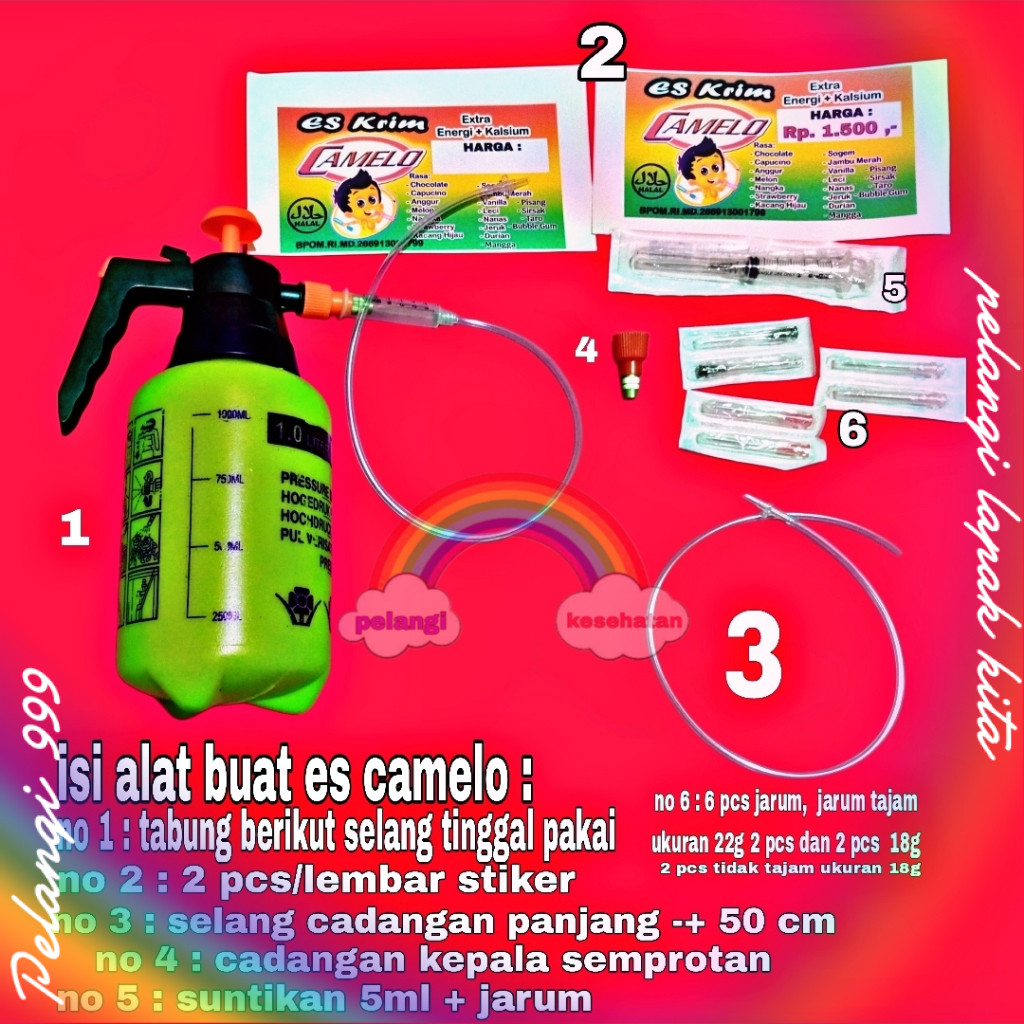 Pelangi - Es Camelo Es Bantal Es Suntik - Alat Untuk Membuat Es Camelo