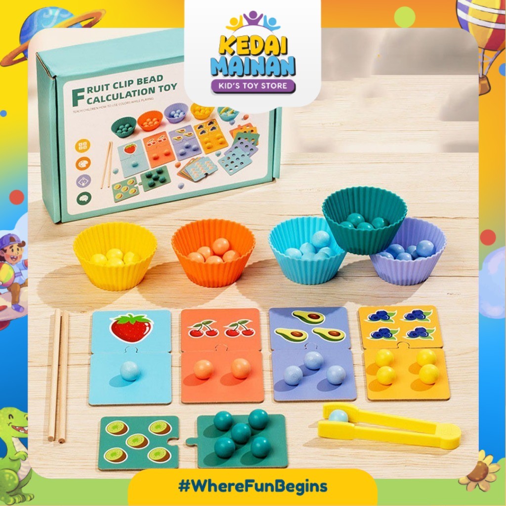 [KEDAIMAINAN] [WM526] MAINAN ANAK KAYU MONTESSORI BELAJAR BERHITUNG ANGKA BEADS SORTIR WARNA CHOPSTI