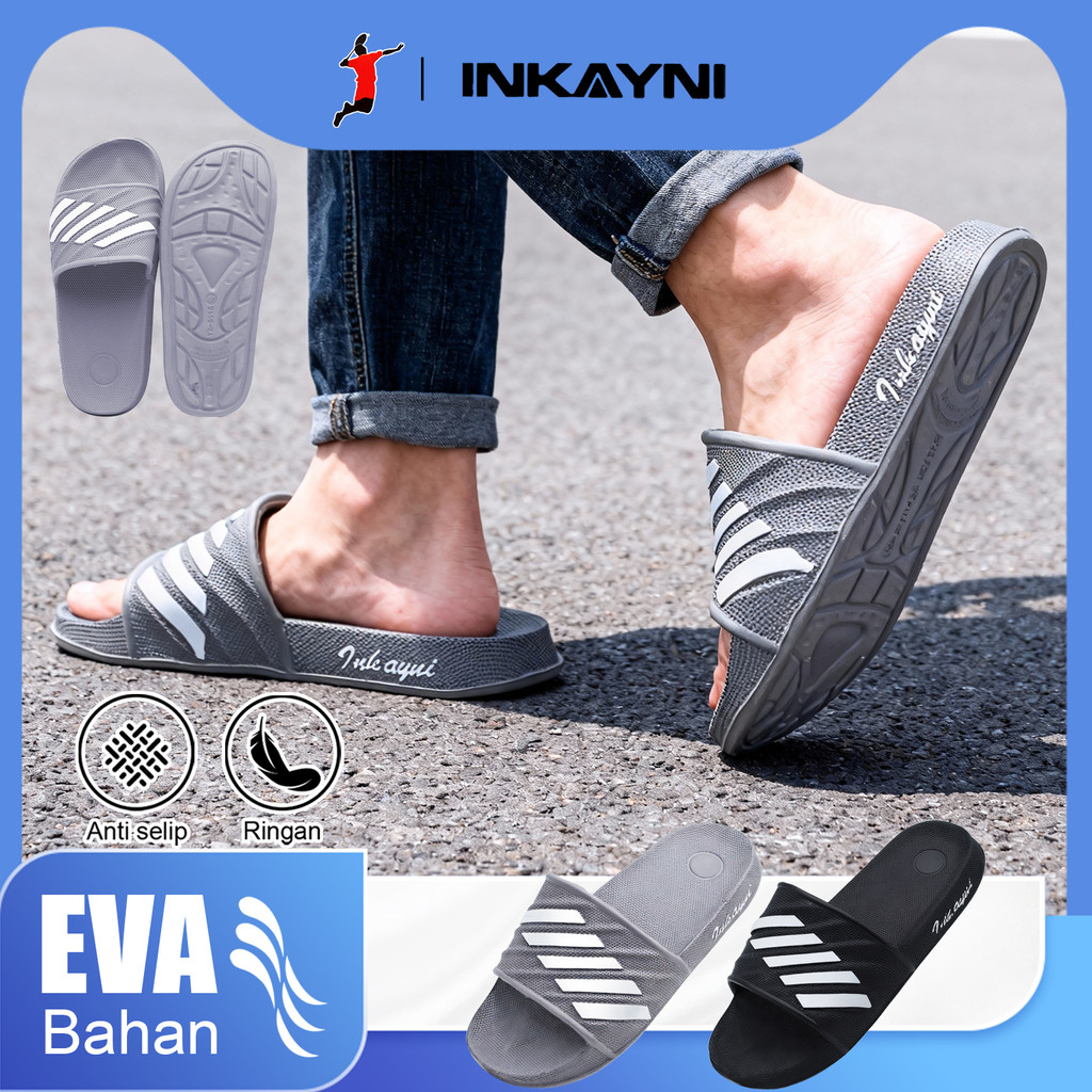 Inkayni-sandal Pria Karet Empuk Anti Slip Sepatu Sandal Pria Slop Full Karet Sandal Karet Pria Empuk