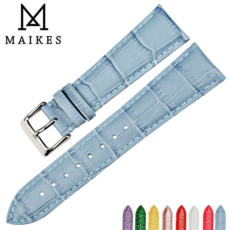 MAIKES New watch accessories wristband watch bands cow leather watch strap fashion blue watchband fo