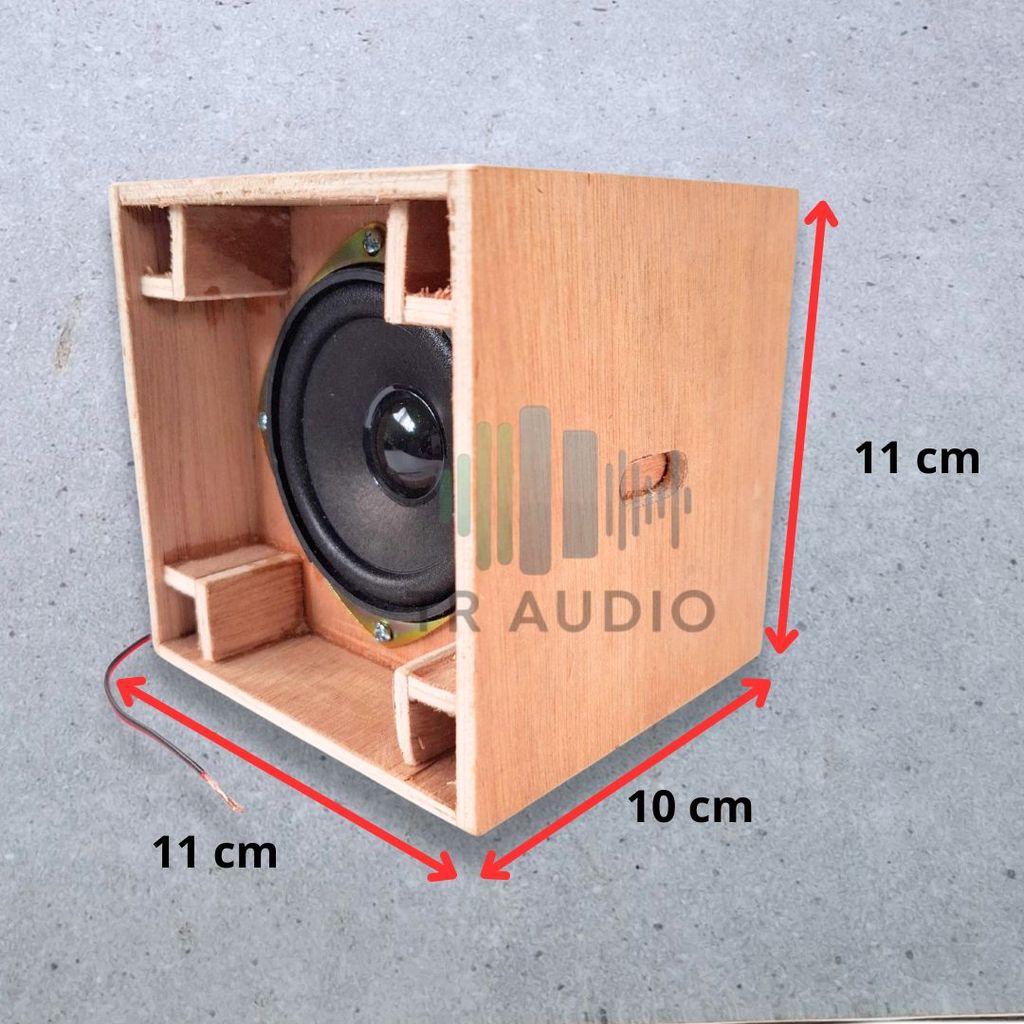 Speaker 3 Inch Planar Single Pasif Box Kayu Natural Kabel Sudah Terpasang