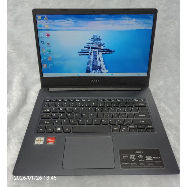 LAPTOP ACER ASPIRE 3 A314 AMD ATHLON SILVER RAM 4 GB SSD 256 GB HITAM SIAP PAKAI