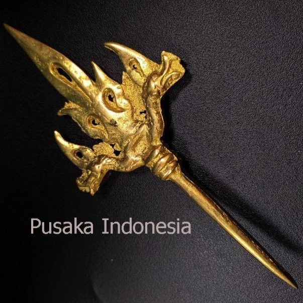 Pusaka Tombuk Trisula Kuningan Kepala Naga Kembar Dijamin Paling Murah Seindonesia PI877