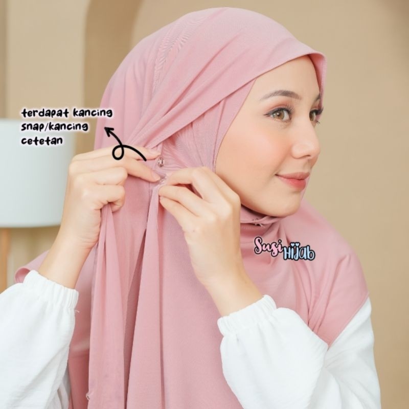 BENA.STORE SUSI HIJAB - PASMINA INNER KANCING SNAP HUSNA L BAHAN JERSEY ORIGINAL