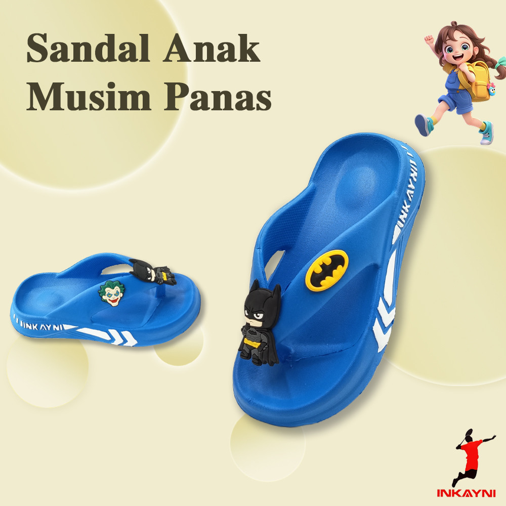 INKAYNI Sandal Jepit Anak Batman dan Joker terbaru 2026 sandal japit sandal anak fipper Anti-selip A