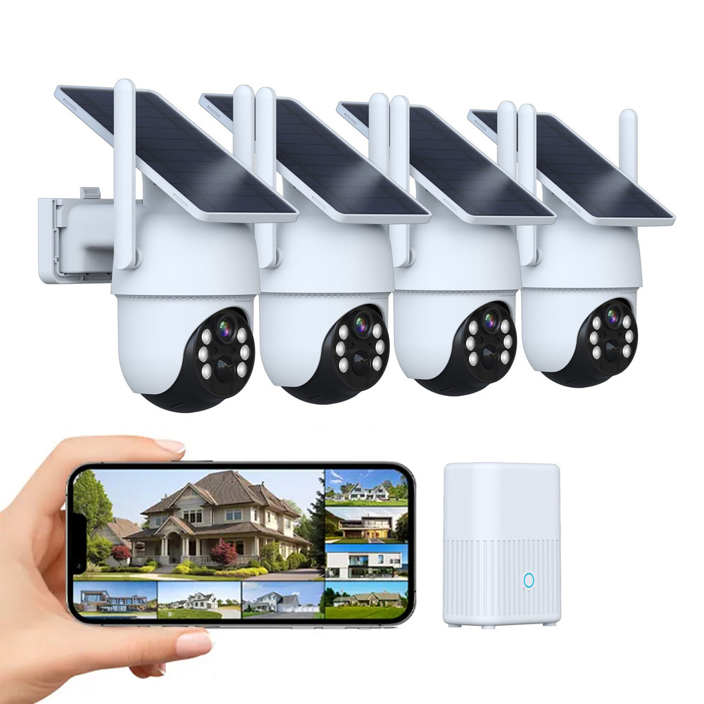WOUWON Outdoor Solar Camera 4CH NVR Kit 4MP Video Surveillance WIFI Monitor NVR Camera CCTV Security