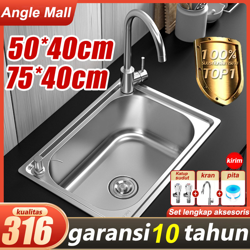 SUS304 Wastafel cuci piring Portable Stainless 48x35cm/75x40cm/100x50cm Kitchen Sink Wastafel cuci p
