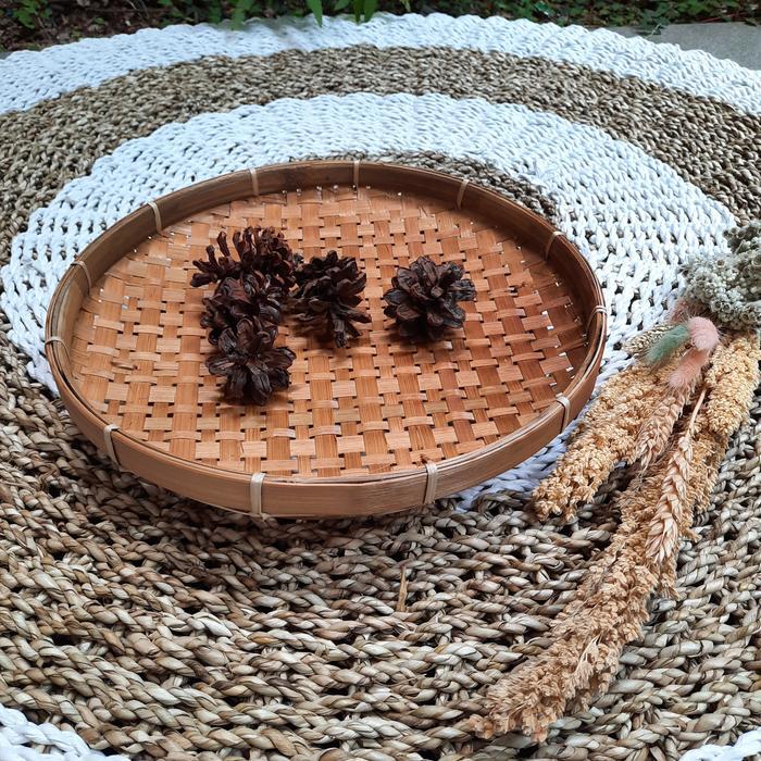 Piring Bambu / Piring Anyaman Bambu / Wadah Anyaman Bambu - Bulat