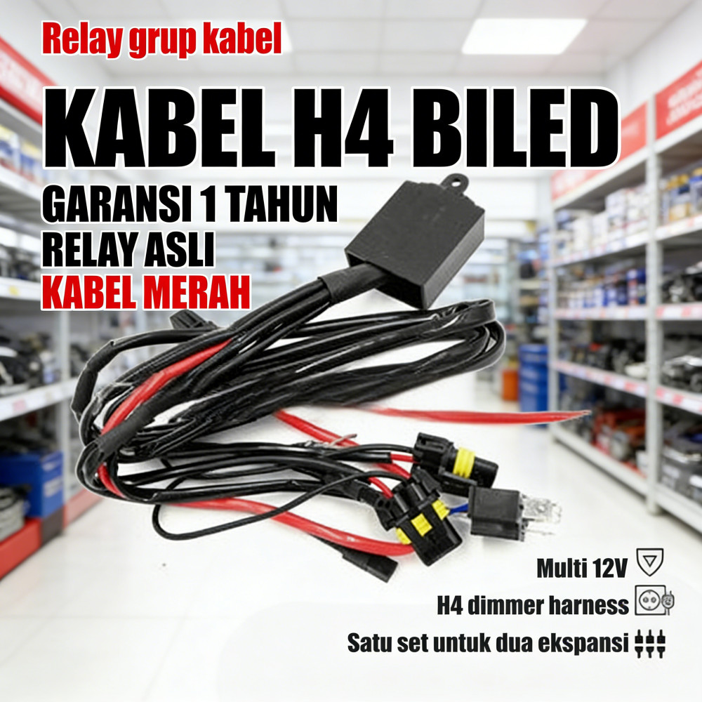 KABEL HID MERAH H4 K6 RELAY | ORI BILED GARANSI 1 TAHUN SET