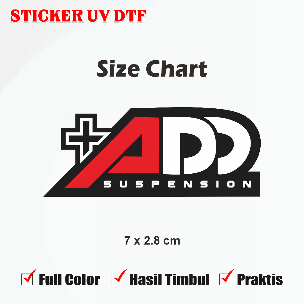 Stiker Shock ADD+ Suspension Ukuran 7cm Sticker Motor Skok Add LV/Up UV DTF Multi Stiker