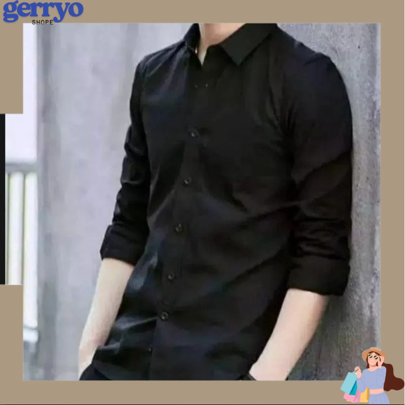 PROMO (COD)Kemeja Pria Lengan Panjang Kemeja Polos Pria Oxford Oxport Kemeja Hitam Baju Laki Laki He