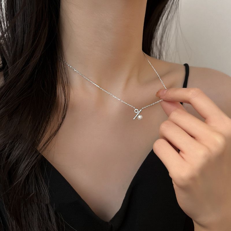 [Cinta Mewah][COD] Kalung Perak Sterling S925 untuk Wanita, Kalung Desain Rantai Kerah Mutiara