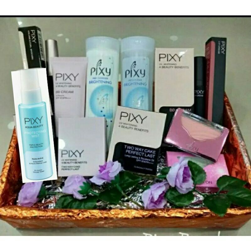 PIXY PAKET (FREE SHET MASK) ISI 8 / PAKET MAKE UP SESERAHAN HANTARAN / PIXY MtAKE IT GLOW