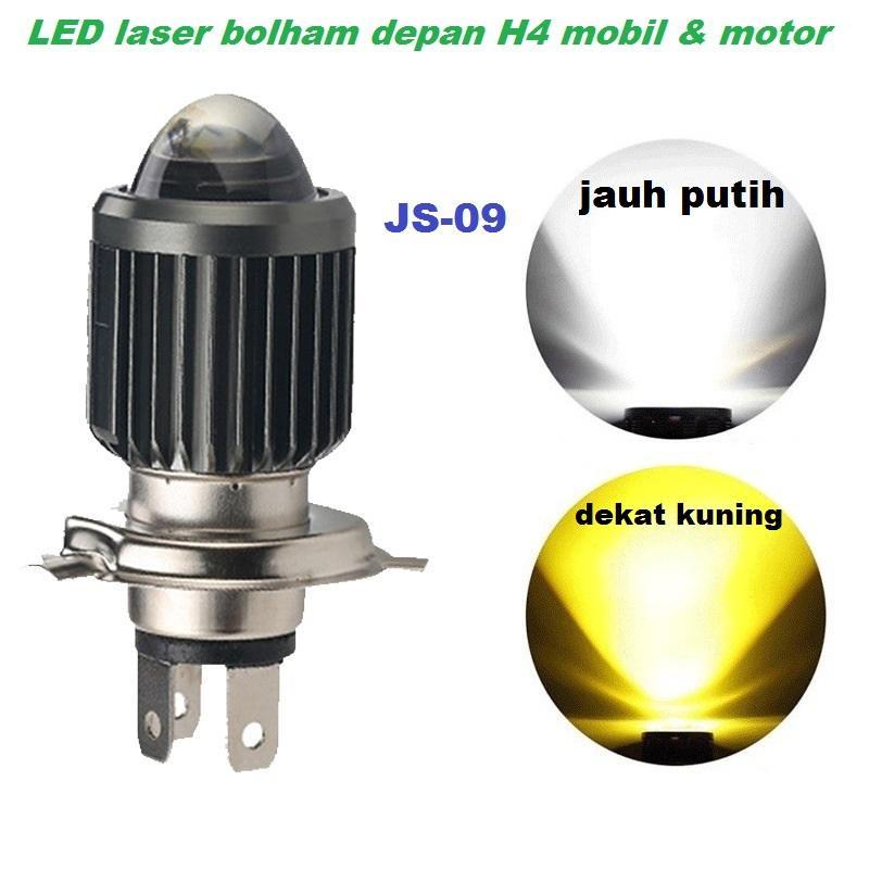 Lampu Utama JS09 Bohlam H4 mobil & motor 2 warna laser Headlamp IP67 super terang AC DC bola lampu l