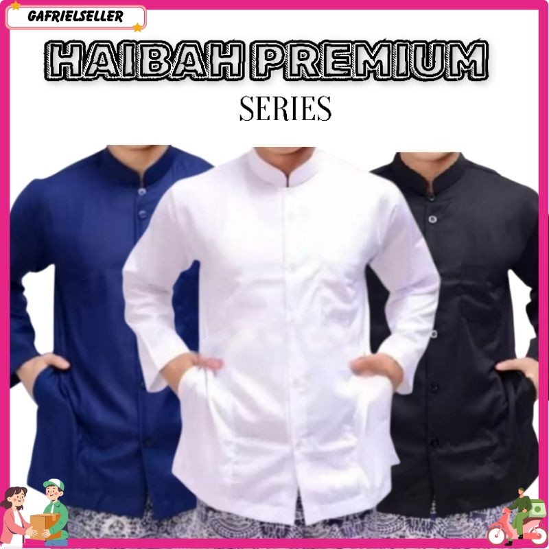 baju koko habaib haibah habib polos lengan panjang model Ammu amu baju lebaran pria baju koko lengan