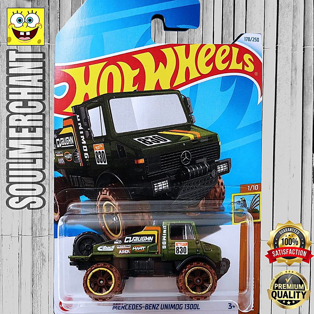 Hot Wheels Mercedes Benz Unimog 1300L Hijau Diecast Mobil Truck Offroad