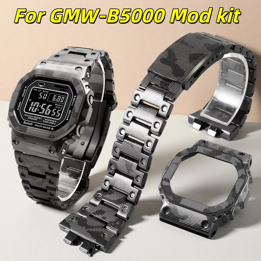 GMW B5000 Mod kit For Casio G-shock GMW-B5000 Stainless Steel Camouflage Bezel Strap Mofied Solid Me