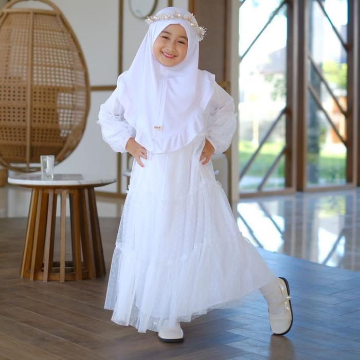PROMO LEBARAN Gamis Elsa Plus kerudung gamis anak tile gamis anak puring gamis tutu baju muslim anak