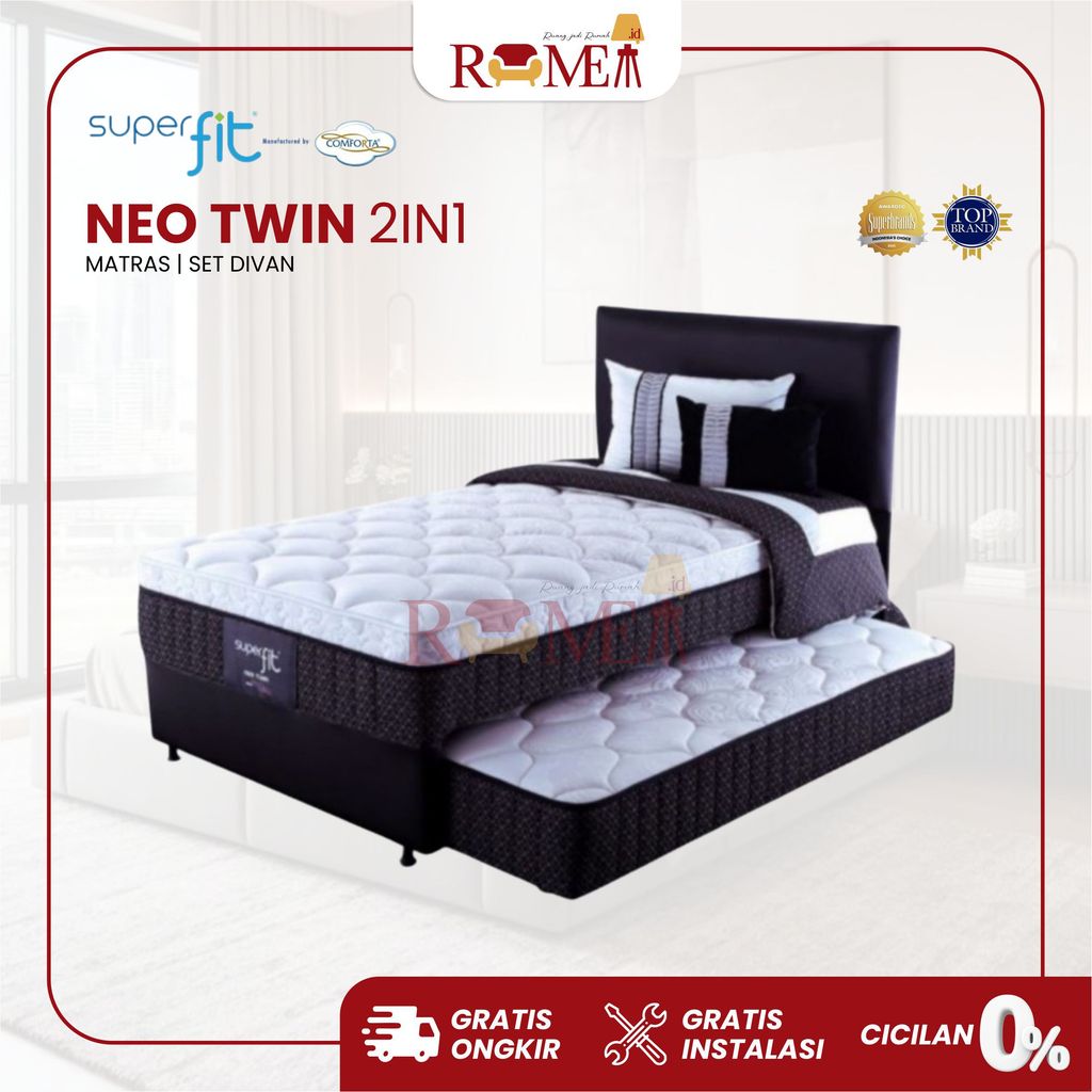 Rumea - SPRINGBED SUPERFIT NEO TWIN MATRAS KASUR SPRINGBED LATEX 2IN1 SINGLE 120x200 PONTIANAK denga
