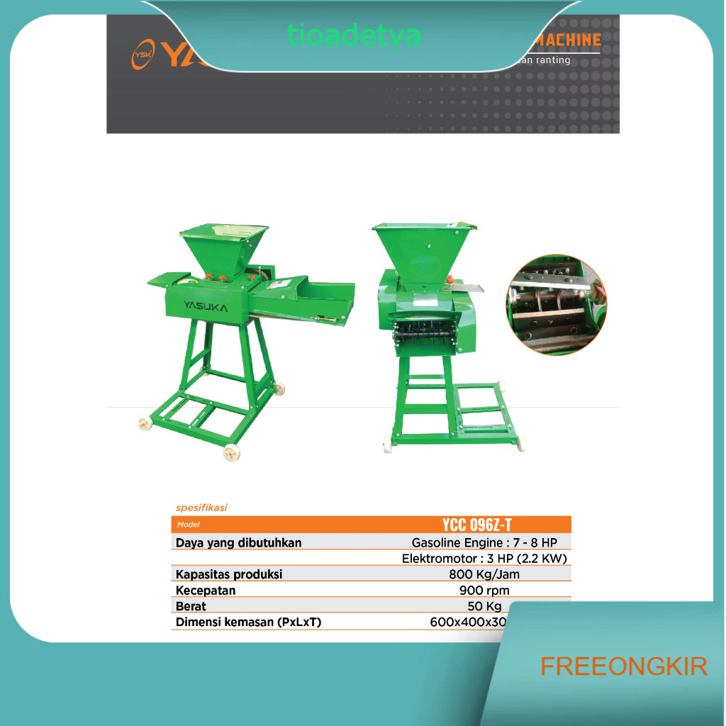(YASUKA YCC096ZT) Mesin Pencacah Rumput Yasuka YCC 096ZT / Mesin Cacah Rumput Yasuka YCC096ZT - Chaf