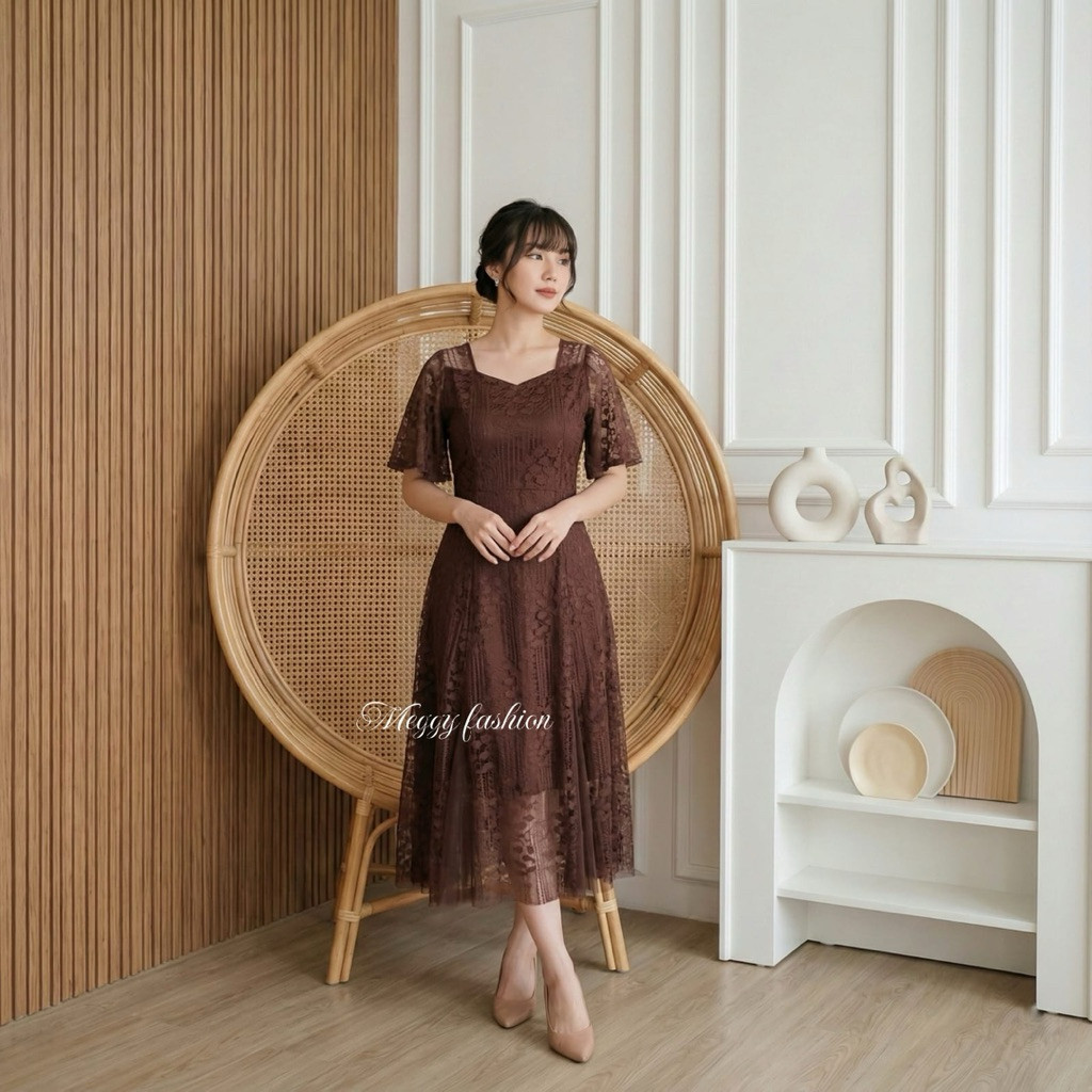 SERESHOP REAL PIC - DRESS TIARA MALIKA OUTFIT TERBARU TAHUN 2025 / MIDI DRESS KOREAN LOOK 3UKURAN M 