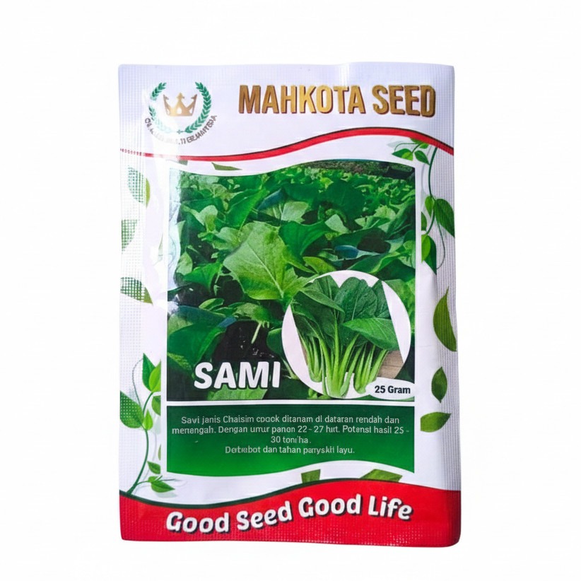 Benih Sawi Caisim Manis Jumbo SAMI 25 gram Biji Bibit Mahkota Seed Unggul Tahan Layu