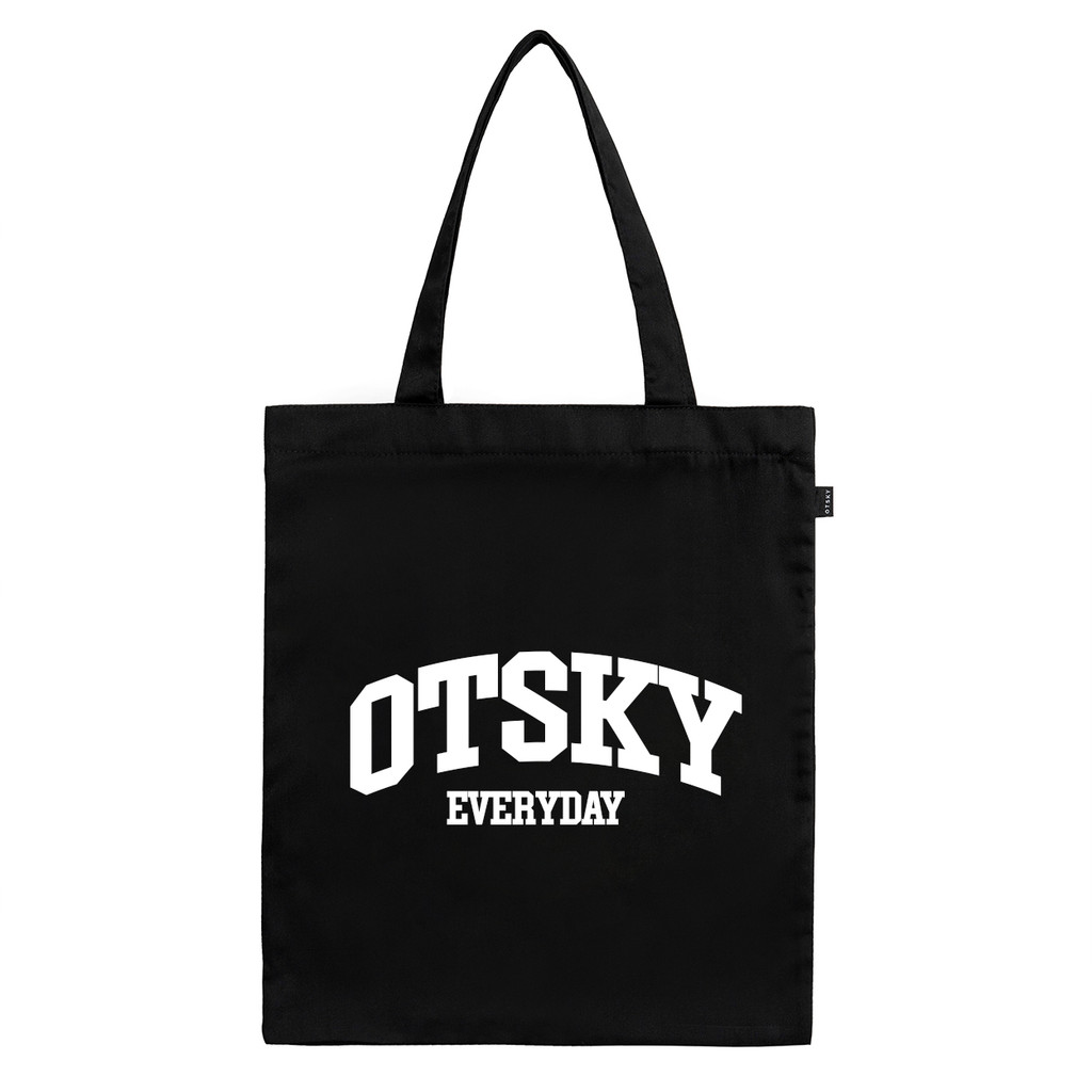 Otsky Totebag Drill Everyday Black Resleting - Tas Kuliah Pria Wanita