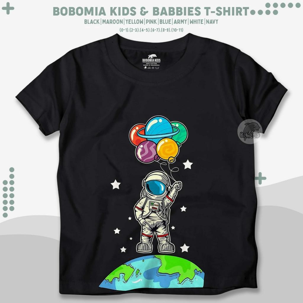 Baju Kaos Anak Astronot Space Planet Balloons Baju Distro Pakaian Anak Laki Laki 1-12 Tahun
