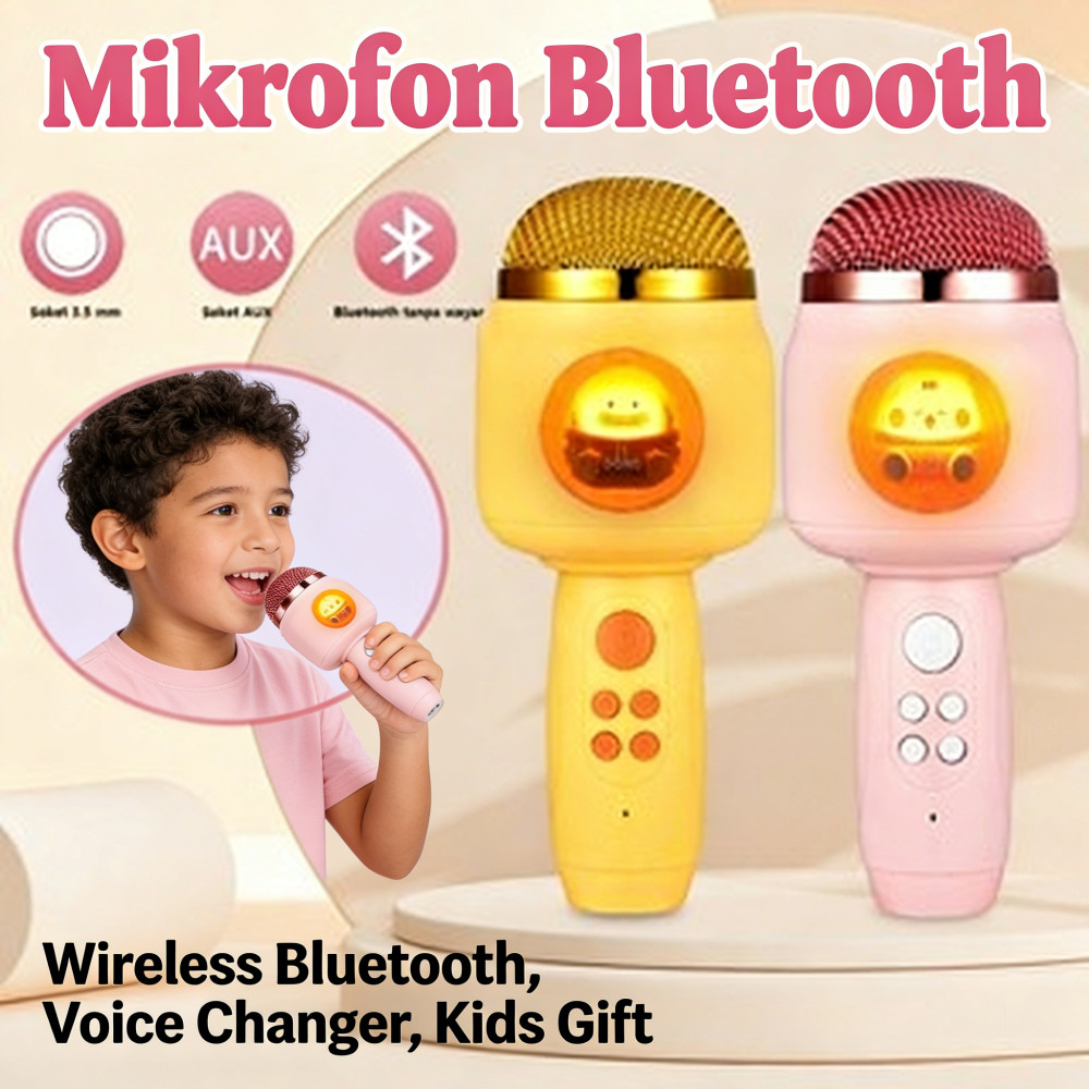 Mic Player Anak Karaoke Wireless Speaker Kartun Bluetooth Mic Wireless Model Microphone Karaoke Play