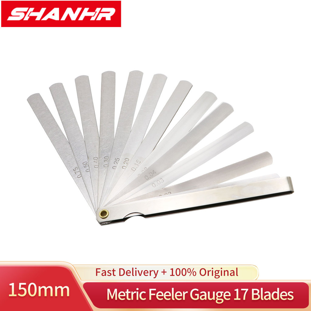 SHANHR New 150 mm Length 17 Blades Feeler Gauge Metric Feeler Gauge 0.02-1.00 mm Measurement Tools