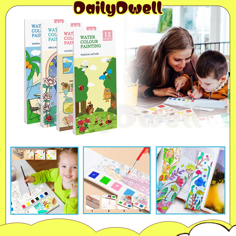 buku mewarnai cat air kreatif /lukisan cat air anak-anak buku mewarnai diy/buku gambar mewarnai cat 