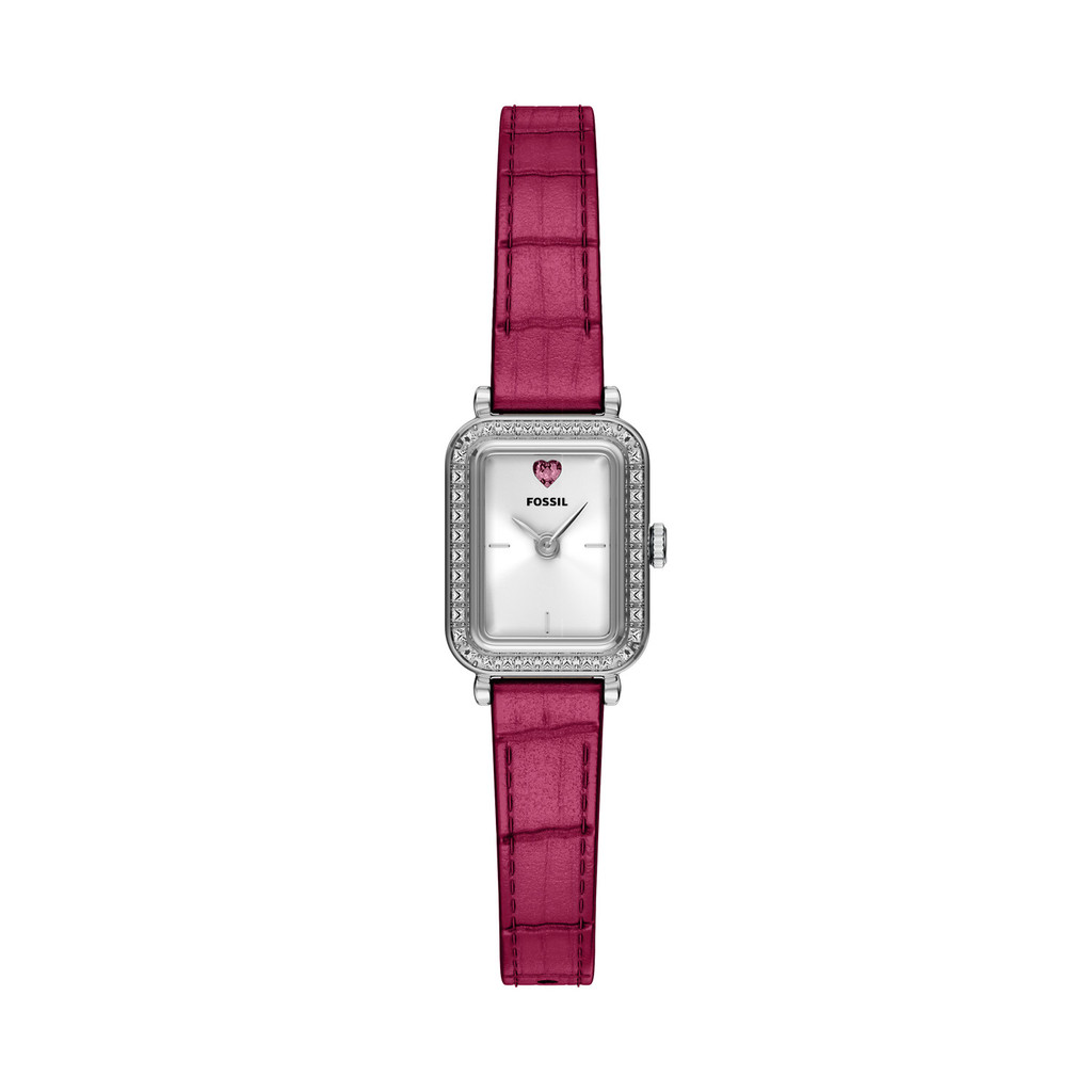Fossil Raquel Mini Two-Hand Pink Leather Jam Wanita ES5466