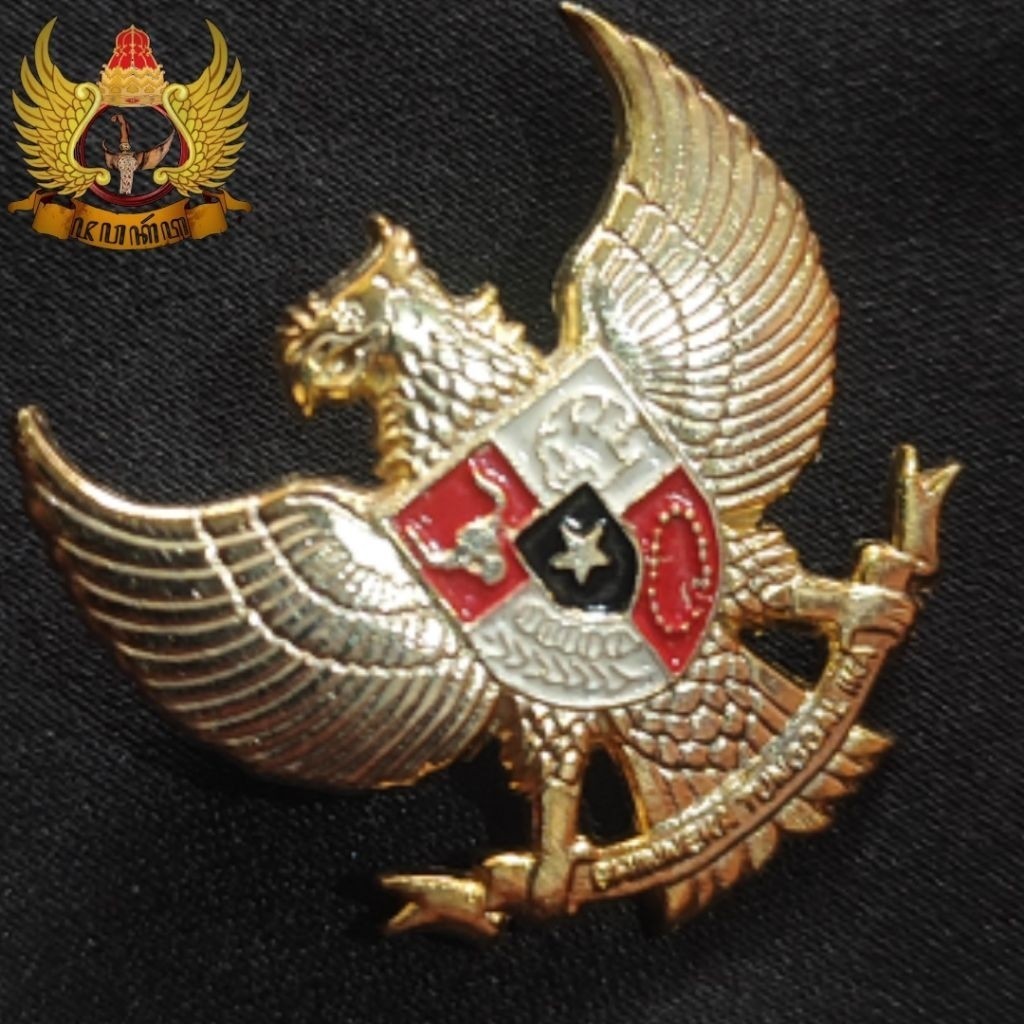 Bross Pin Logo Burung Garuda Bahan Kuningan Sepuh Emas
