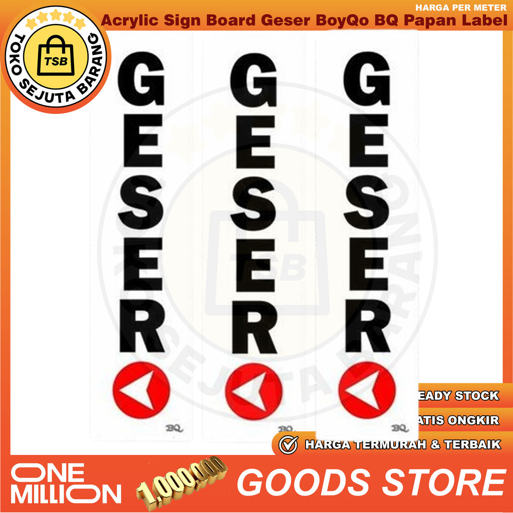Stiker Petunjuk Tulisan Ruangan Akrilik Geser BoyQo BQ Sign Board Pintu Label Acrylic Lable Acrilyc 