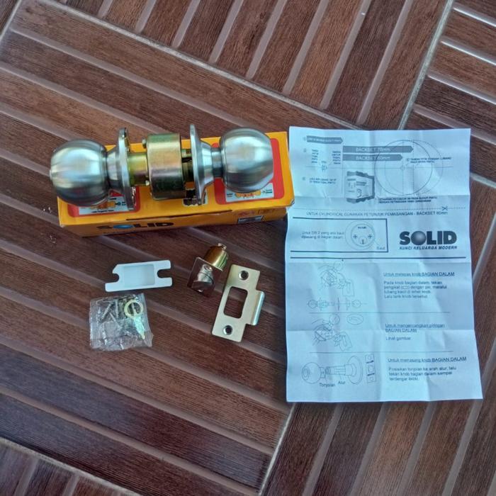 KUNCI KAMAR MANDI BULAT SOLID C601 X 300// HANDLE PINTU KAMAR LOCKSET - Tanpa Kunci