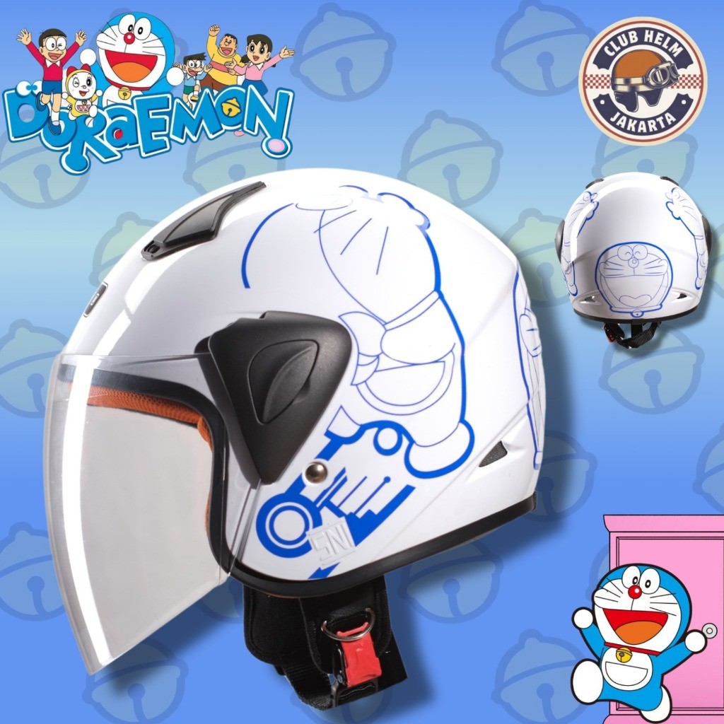 Helm Anak SNI Premium Cowo Cewe Laki Laki Remaja Karakter Doraemon 2 3 4 5 6 7 8 Tahun - Club Helm J