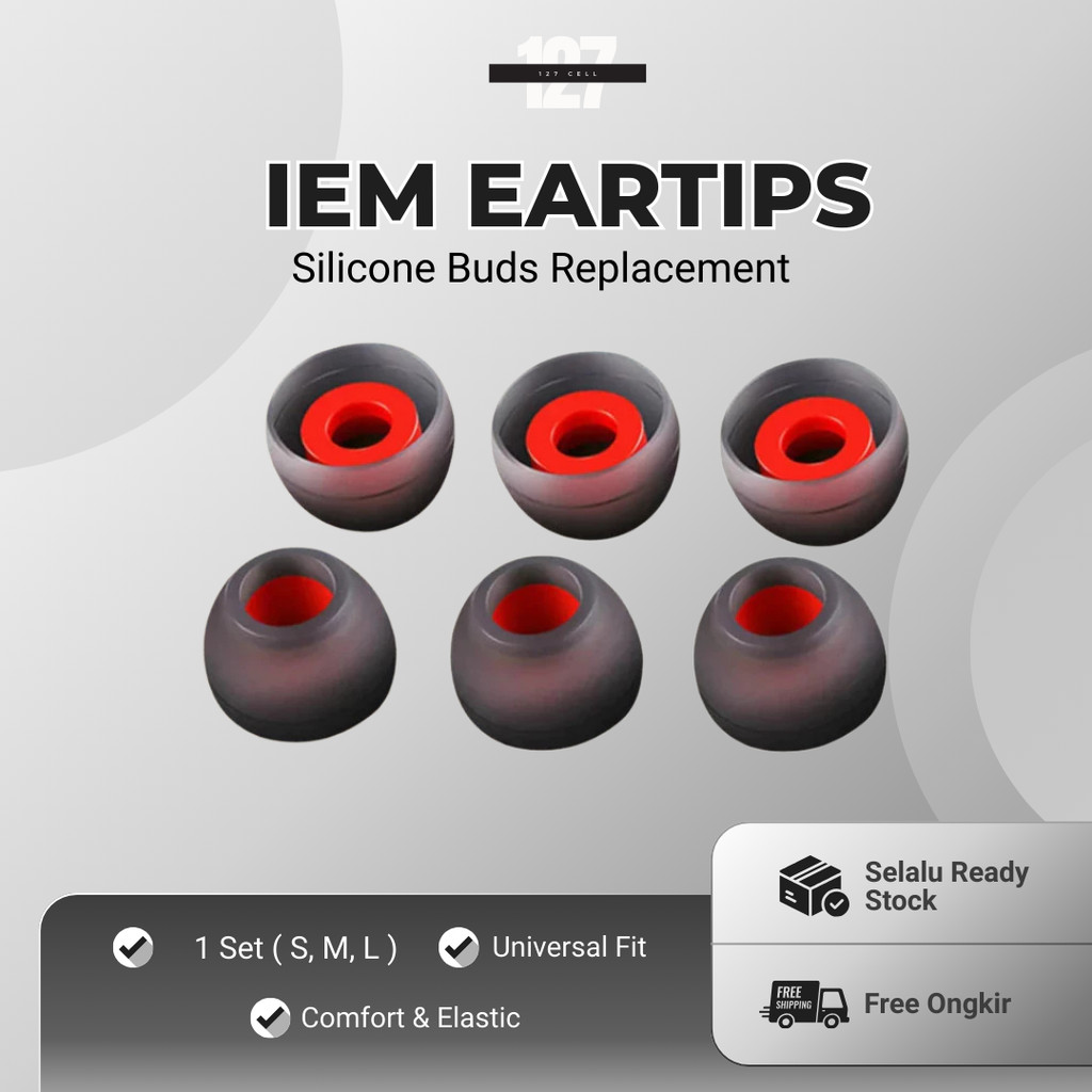 Eartips Universal IEM Silicone S M L 1 Set 6pcs Nyaman Kedap Suara for Headset Earphone QKZ KZ CCA