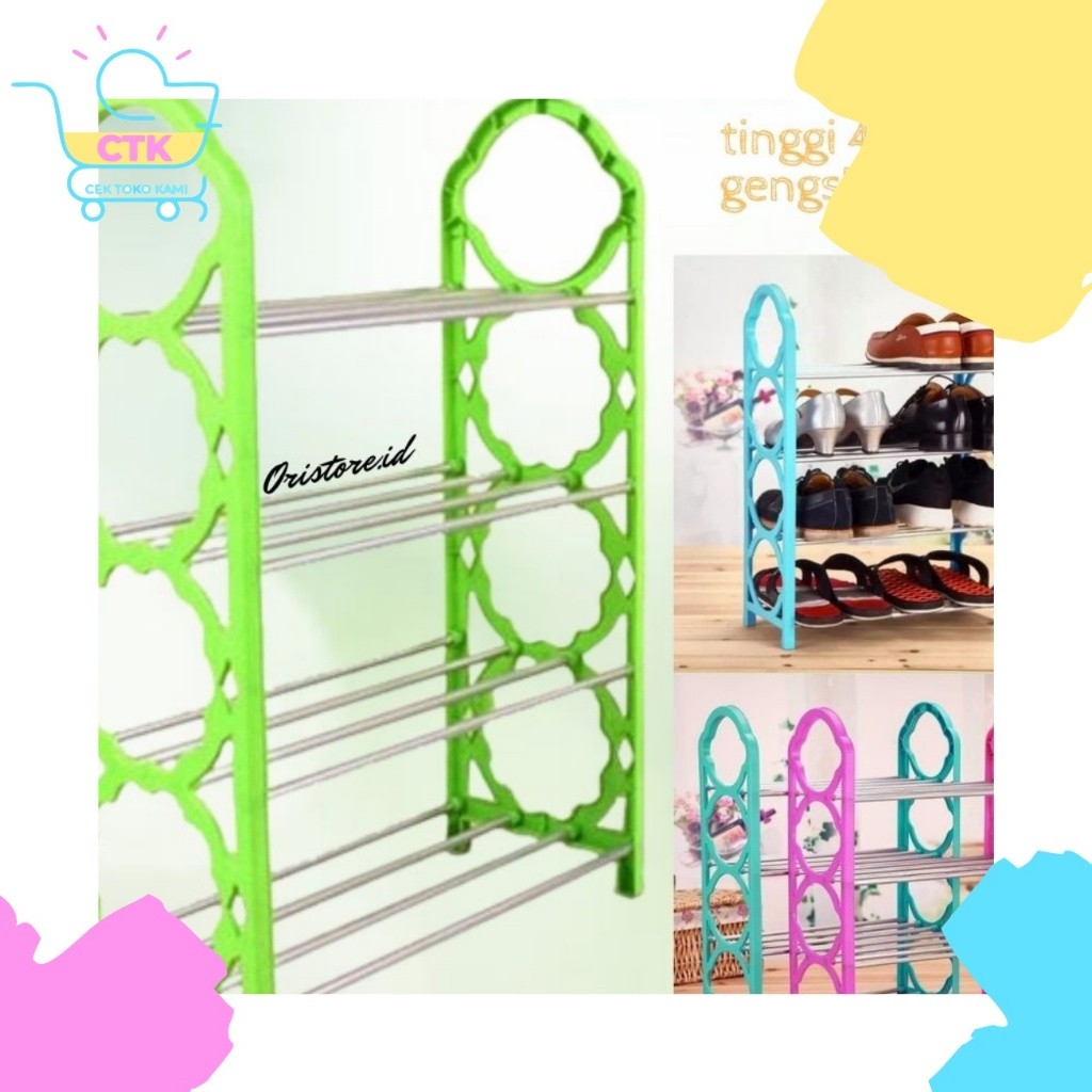 Rak Sepatu 5 / 4 susun Stainless Warna/ GSF Lemari Stainles 5 susun