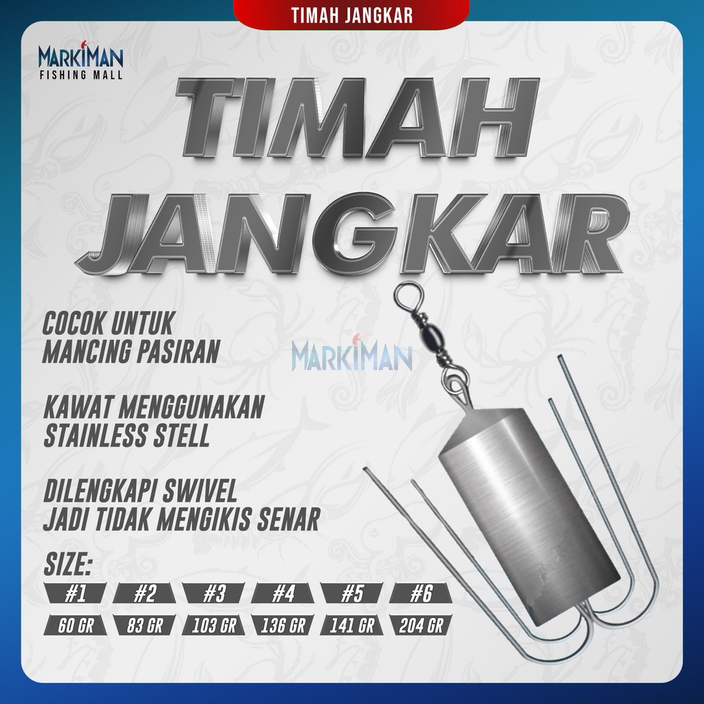 Timah Pancing Jangkar Markiman Timbel Pemberat Pancing Model Jangkar Eceran Perbiji Anti Nyangkut Su