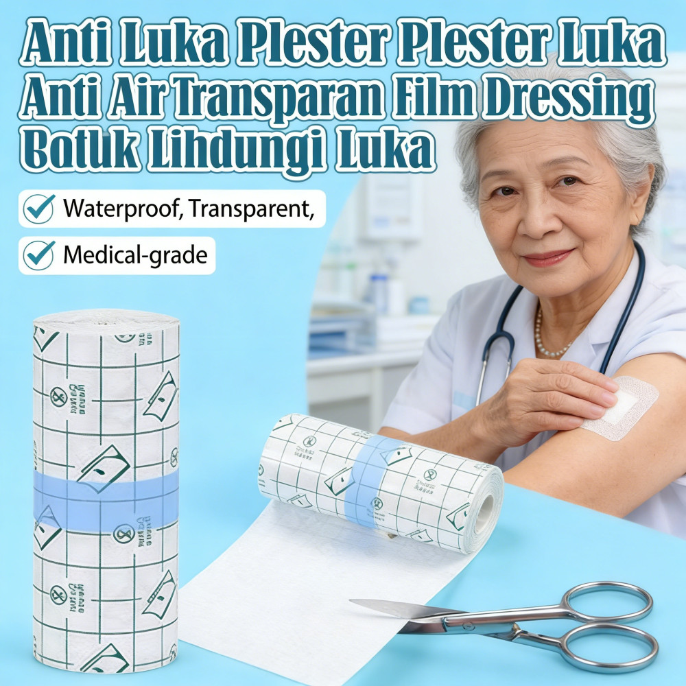 Plester Luka Anti Air Film Medis Roll PU Film Plester Untuk Lindungi 10cm*5m Transparan Film Dressin