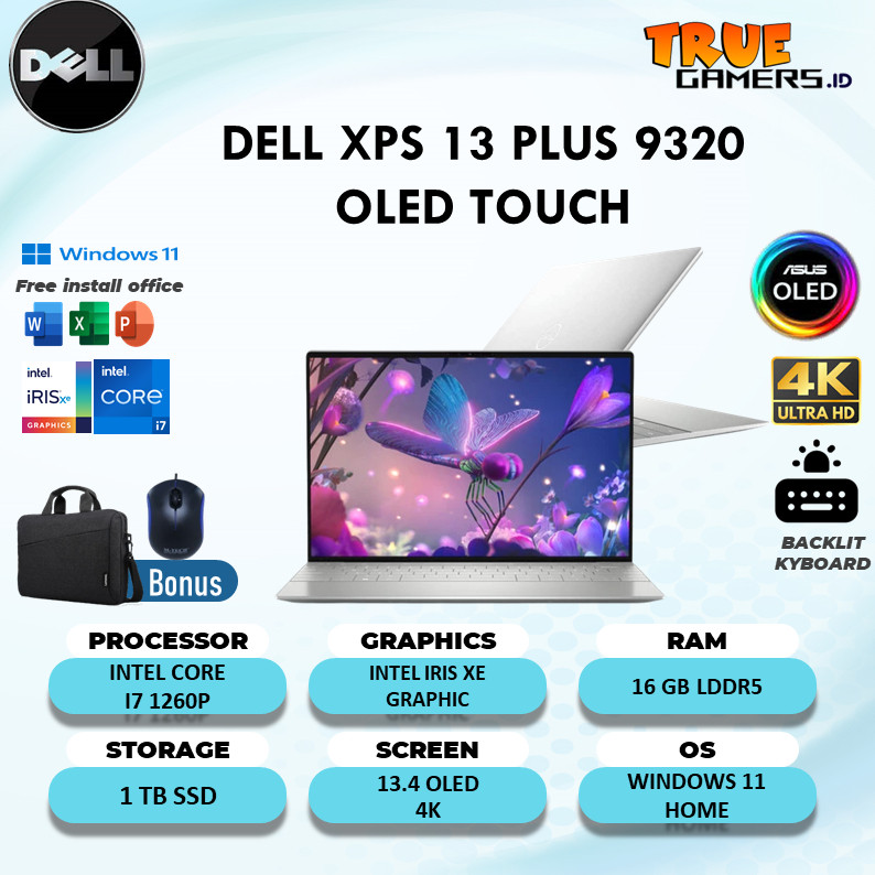 Laptop Dell Xps 13 Plus 9320 OLED 4K UHD TOUCH I7 1260P 16GB 1TBSSD W11 13.4