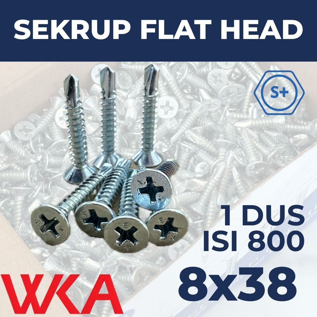 Sekrup Flat Head 3.8cm 8X38 (1 Dus Isi 800 Butir) - SDS FH / SEKRUP GRC / Sekrup Plafon / Sekrup Hol