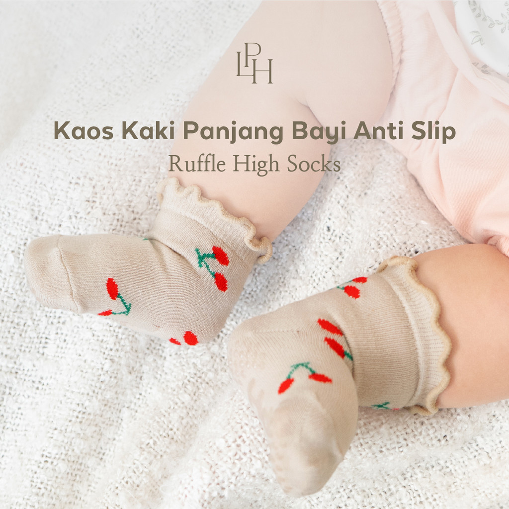 Little Palmerhaus - Kaos Kaki Panjang Bayi Perempuan Anti Slip (Ruffle High Socks)